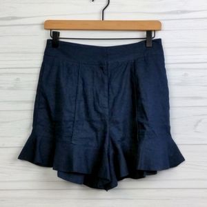 PatBo Navy Blue Ruffle Hem Shorts High Waist Small